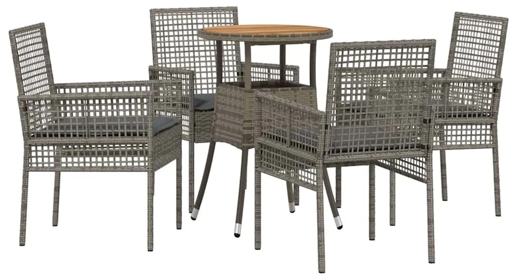 vidaXL Σέτ φαγητού για κήπο 5 pcs Γκρι συνθετικό ρατάν