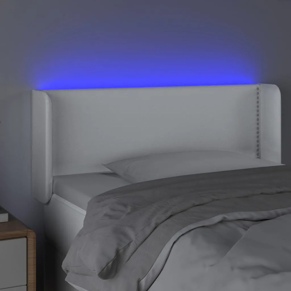 vidaXL Κεφαλάρι Κρεβατιού LED Λευκό 93x16x78/88εκ. από Συνθετικό Δέρμα