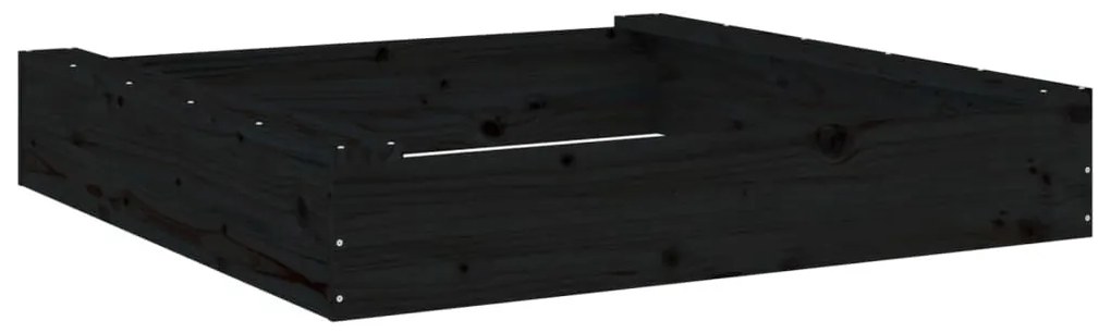 Αμμοδόχος με Καθίσματα Μαύρη Τετράγωνη από Μασίφ Ξύλο Πεύκου - Μαύρο