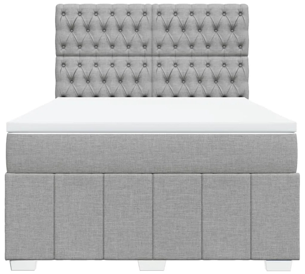 vidaXL Κρεβάτι Boxspring με Στρώμα Ανοιχτό Γκρι 140x200 εκ. Υφασμάτινο