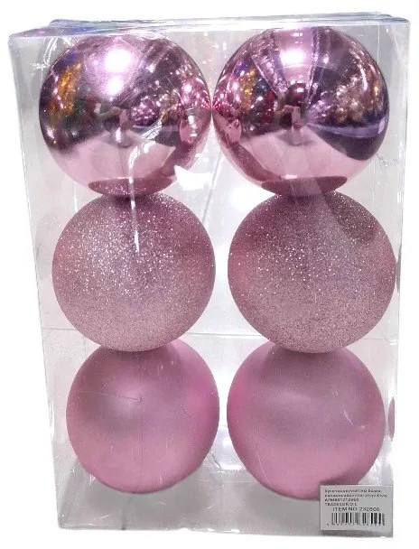 Σετ Χριστουγεννιάτικες Μπάλες 8εκ. 6τεμ Ροζ