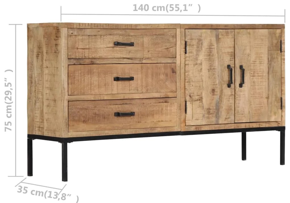 vidaXL Μπουφές 140 x 35 x 75 εκ. από Μασίφ Ξύλο Μάνγκο