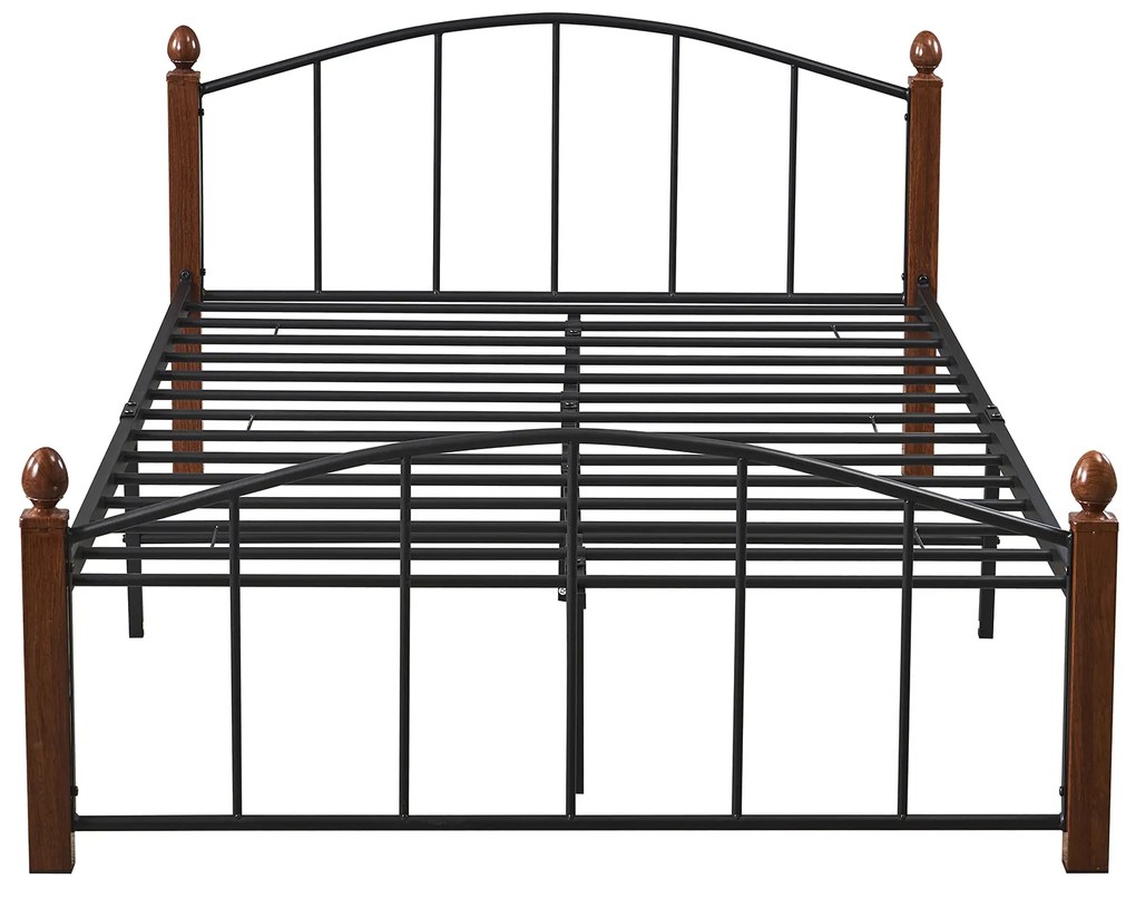 Κρεβάτι Ημίδιπλο ArteLibre LARAMIE Μαύρο/Καρυδί Μέταλλο Για Στρώμα 120x200cm