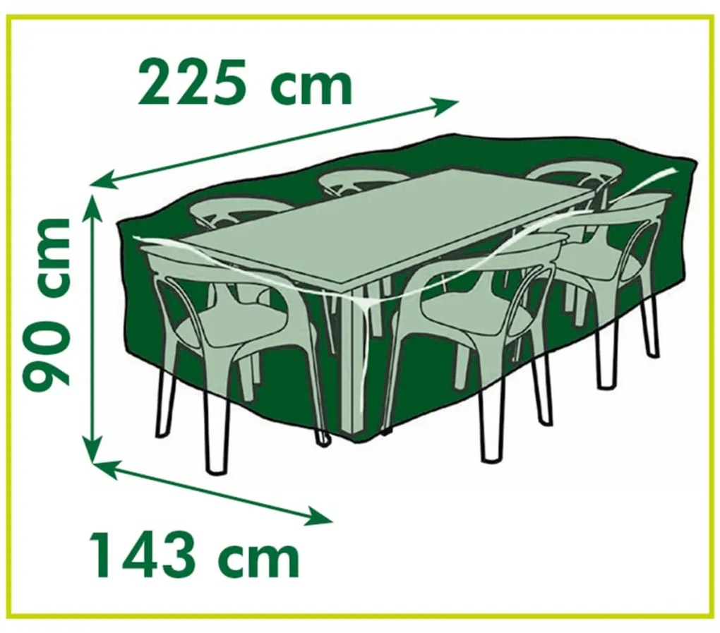 Nature Κάλυμμα Επίπλων Κήπου για Ορθογώνιο Τραπέζι 225 x 143 x 90 εκ. - Μαύρο