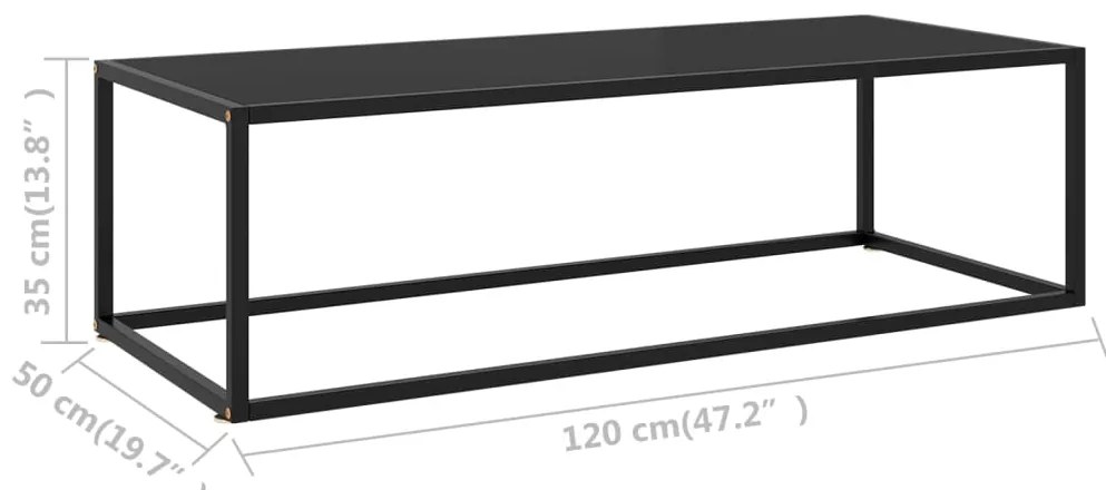 vidaXL Τραπεζάκι Σαλονιού Μαύρο 120 x 50 x 35 εκ. με Μαύρο Γυαλί