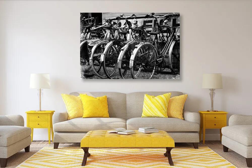 Εικόνα ρετρό ποδηλάτου σε ασπρόμαυρο σχέδιο - 60x40