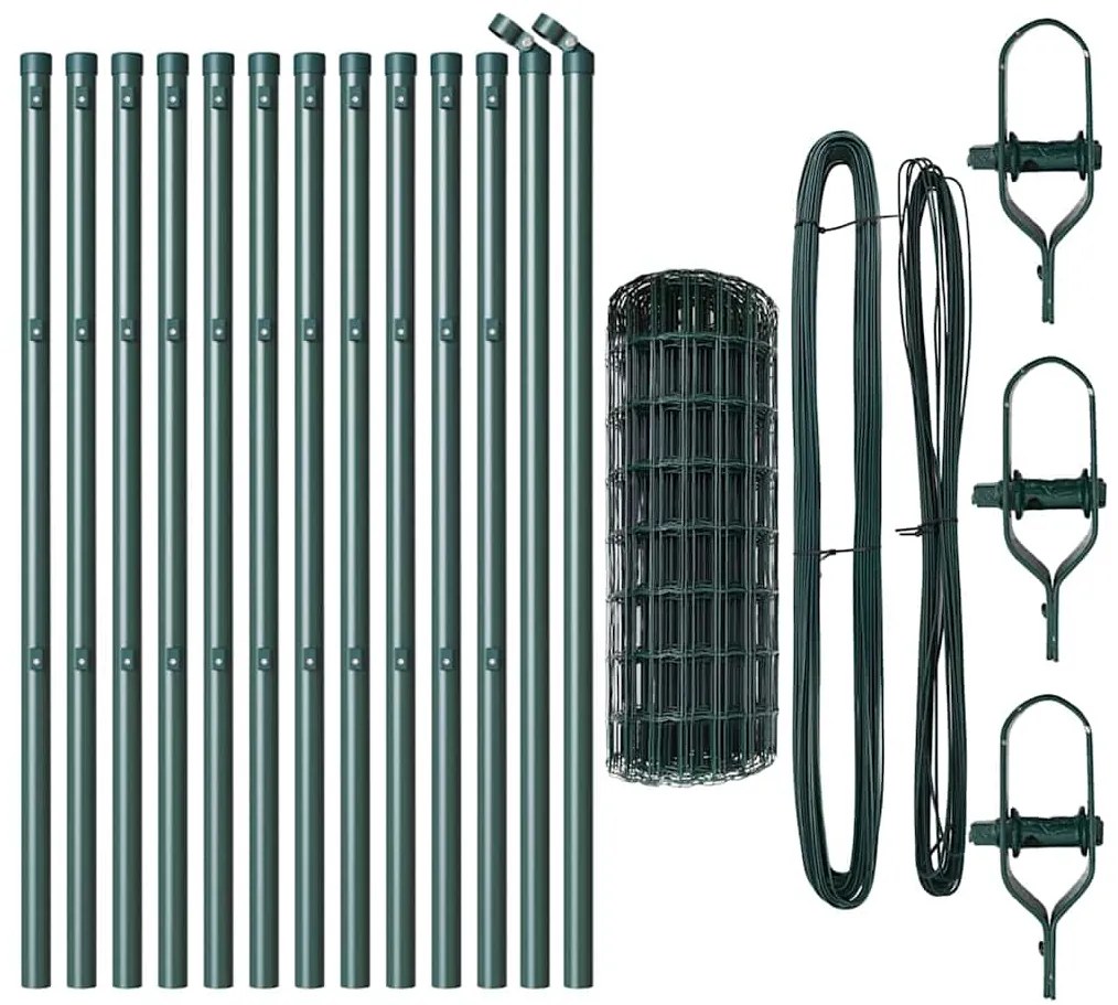 vidaXL Τεντώτο με στήριγμα Πράσινο 0,8 x 25 m Χάλυβας και PVC