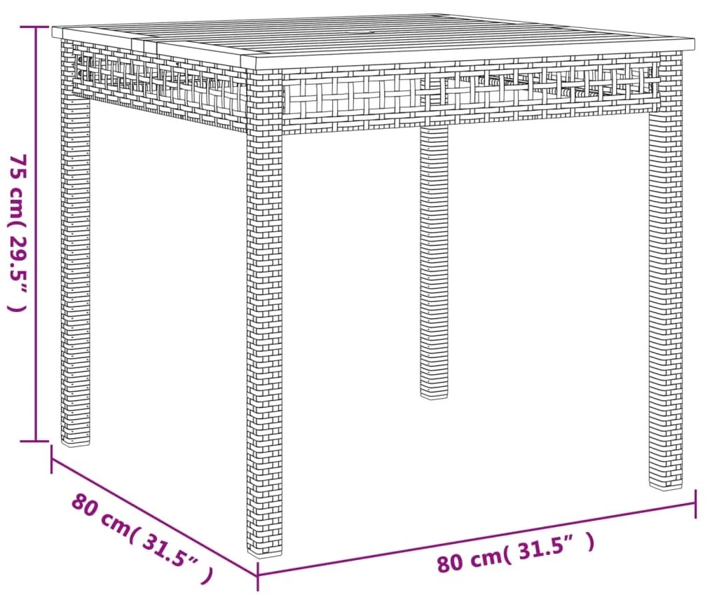 ΤΡΑΠΕΖΙ ΚΗΠΟΥ ΓΚΡΙ 80X80X75 ΕΚ. ΣΥΝΘΕΤΙΚΟ ΡΑΤΑΝ / ΞΥΛΟ ΑΚΑΚΙΑΣ 366274