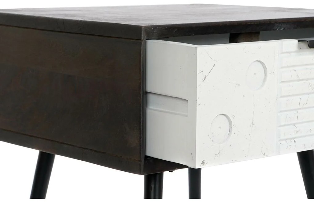 Κομοδίνο DKD Home Decor 45 x 38 x 50 cm Μαύρο Μέταλλο Λευκό Ξύλο από Μάνγκο Wengue