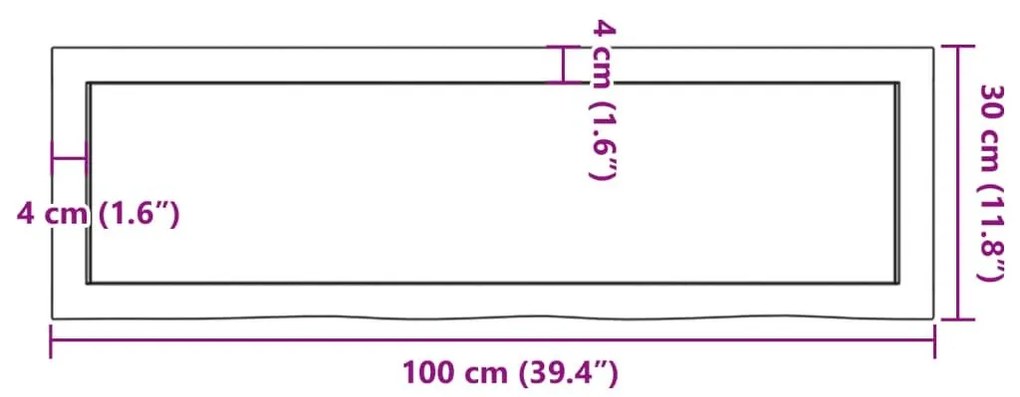 Ράφι Τοίχου Ανοιχτό Καφέ 100x30x(2-6)εκ. Επεξ. Μασίφ Ξύλο Δρυός - Καφέ