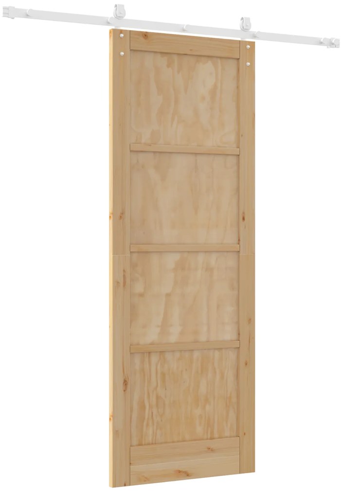 vidaXL Συρόμενη Πόρτα  με Σετ Εξαρτημάτων 78x211 cm Συμπαγές Ξύλο Πεύκου