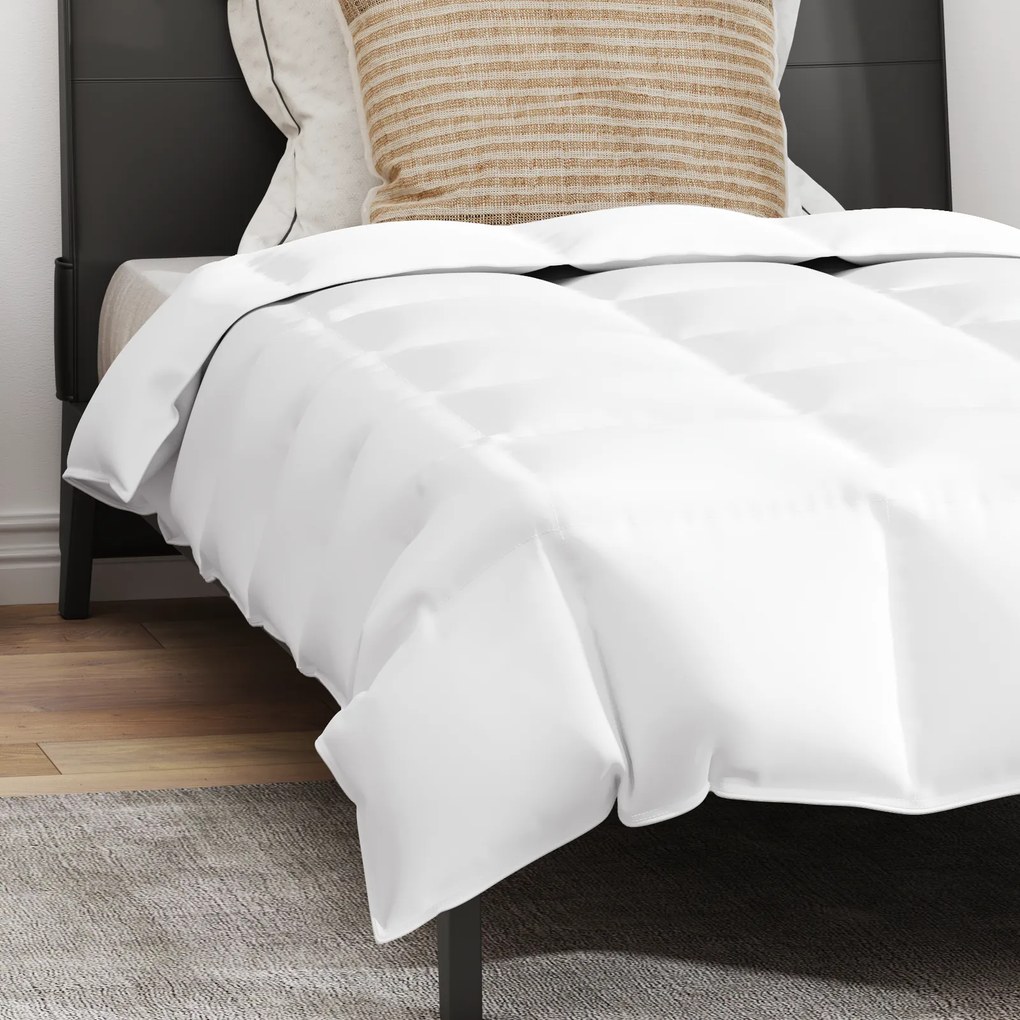 vidaXL Πάπλωμα με μαξιλάρι 2 pcs Λευκό 155 x 220 cm Πούπουλο