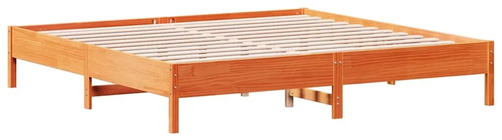 Κρεβάτι Βιβλιοθήκη Χωρίς Στρώμα 180x200 εκ Μασίφ Ξύλο Πεύκου - Καφέ