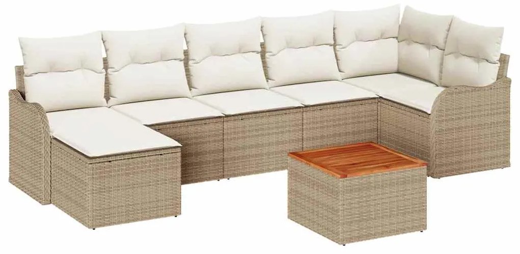 vidaXL Σετ Καναπέ Κήπου 8 pcs Μπεζ και Κρέμα συνθετικό ρατάν