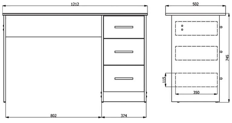 Γραφείο Leo Λευκό 121x50x74,5 εκ.