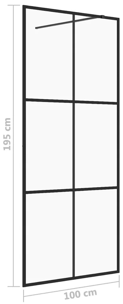 vidaXL Διαχωριστικό Ντουζιέρας Μαύρο 100 x 195 εκ. Διαφανές Γυαλί ESG
