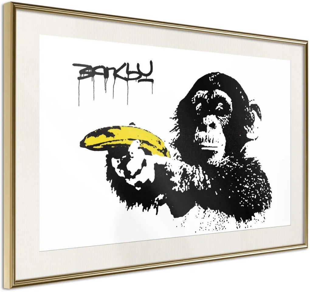 Αφίσα - Banksy: Banana Gun II - 90x60 - Χρυσό - Με πασπαρτού