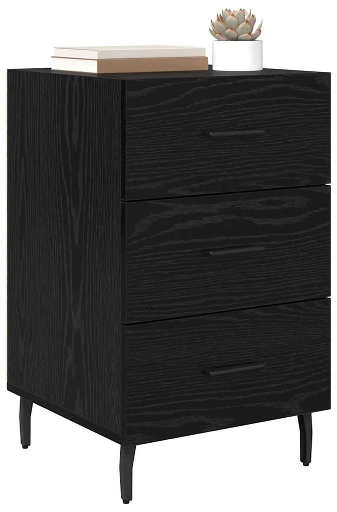 vidaXL Κομοδίνο Μαύρη Οξυά 40 x 40 x 66 εκ. Επεξεργασμένο ξύλο