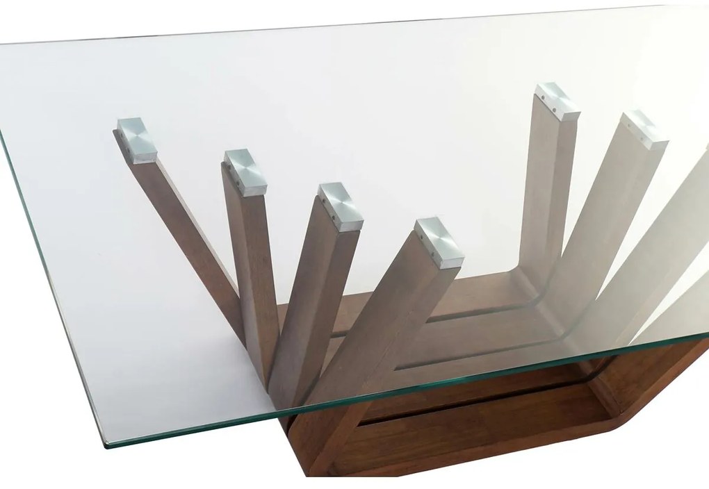 Τραπεζάκι Καφέ DKD Home Decor Κρυστάλλινο Kαρυδιά Αλουμίνιο 130 x 70 x 42 cm