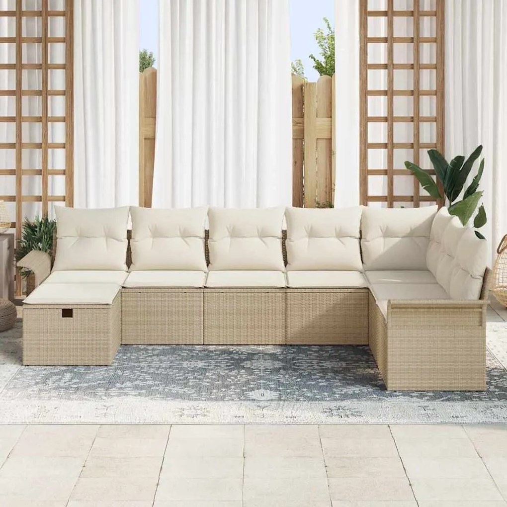 vidaXL Σετ Καναπέ Κήπου 8 pcs μπεζ και κρεμ 297.5 x 187.5 x 85 εκ