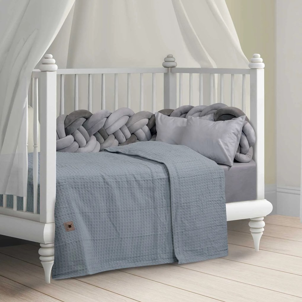 Κουβέρτα Πικέ Polycotton Αγκαλιάς-Λίκνου 80x110εκ. Essential Baby 3403 Γκρι Greenwich Polo Club