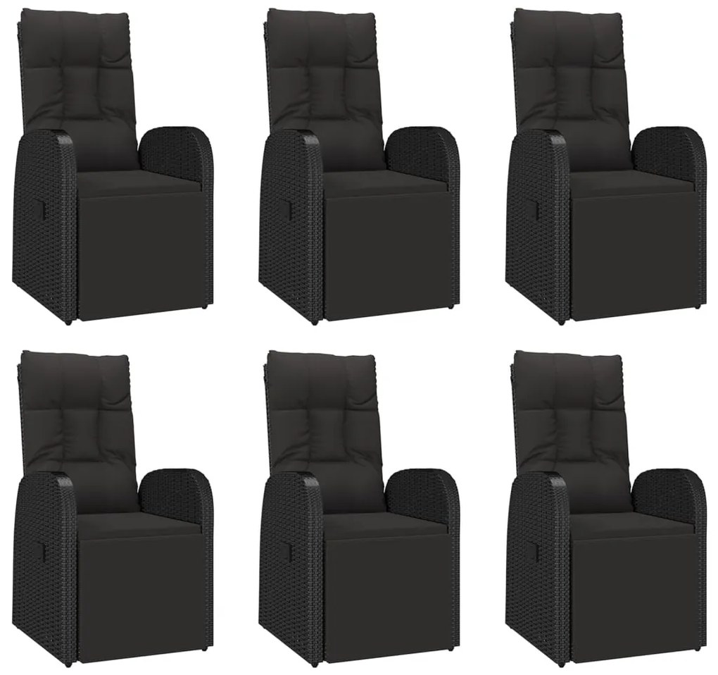 vidaXL Σετ Τραπεζαρίας Κήπου 7 τεμ. Μαύρο Συνθετικό Ρατάν/Ξύλο Ακακίας