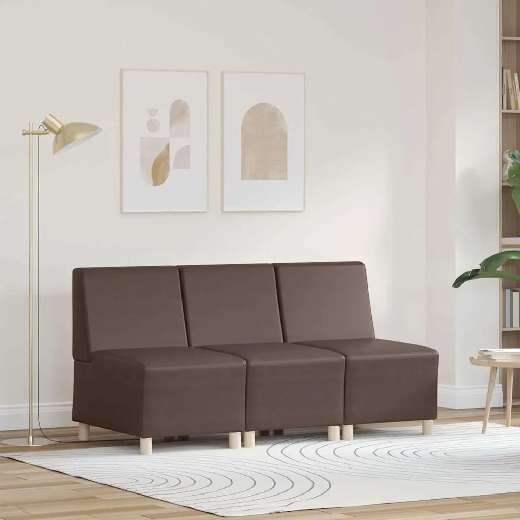 vidaXL Καναπέδες 3 pcs Καφέ 55 x 74 x 82 εκ. Τεχνητό δέρμα