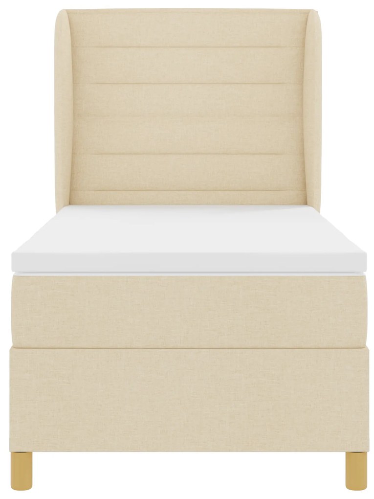 vidaXL Κρεβάτι Box Spring με Στρώμα σε Κρεμ, 100x200 cm, Υφασμάτινο