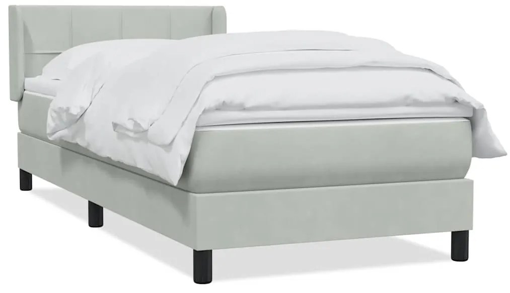 vidaXL Κρεβάτι Boxspring με Στρώμα Ανοιχτό Γκρι 80x210 εκ. Βελούδινο