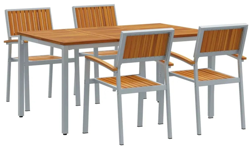 vidaXL Σέτ φαγητού για κήπο 5 pcs Γκρι και καφέ 150 x 90 x 75 cm
