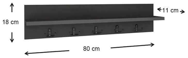 Κρεμάστρα τοίχου Kery Megapap χρώμα ανθρακί 80x11x18εκ.