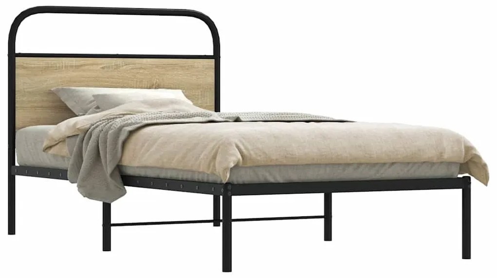 vidaXL Πλαίσιο Κρεβατιού Χωρ. Στρώμα Sonoma Δρυς 107x203 εκ Επ. Ξύλο