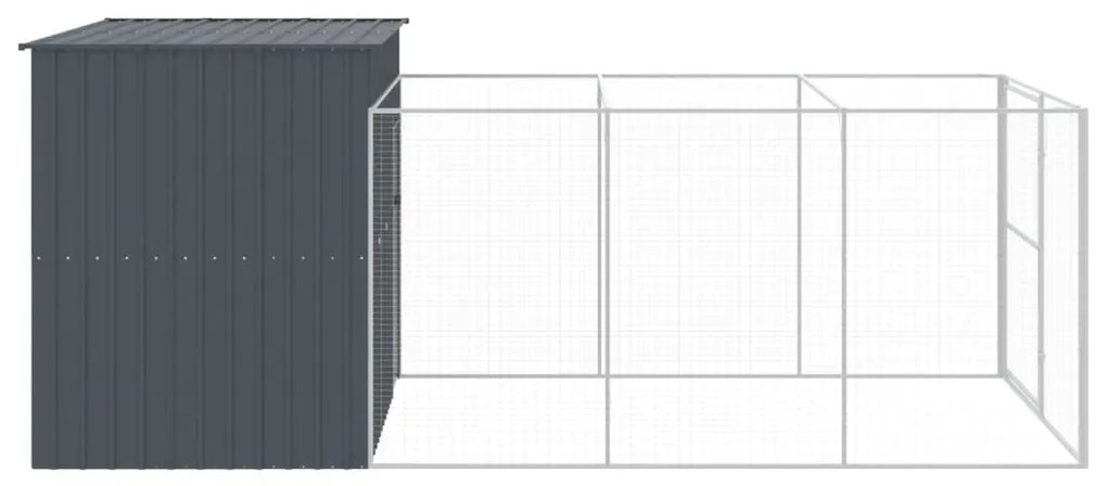 Σπιτάκι Σκύλου με Αυλή Ανθρακί 214x457x181 εκ. Γαλβαν. Χάλυβας - Ανθρακί