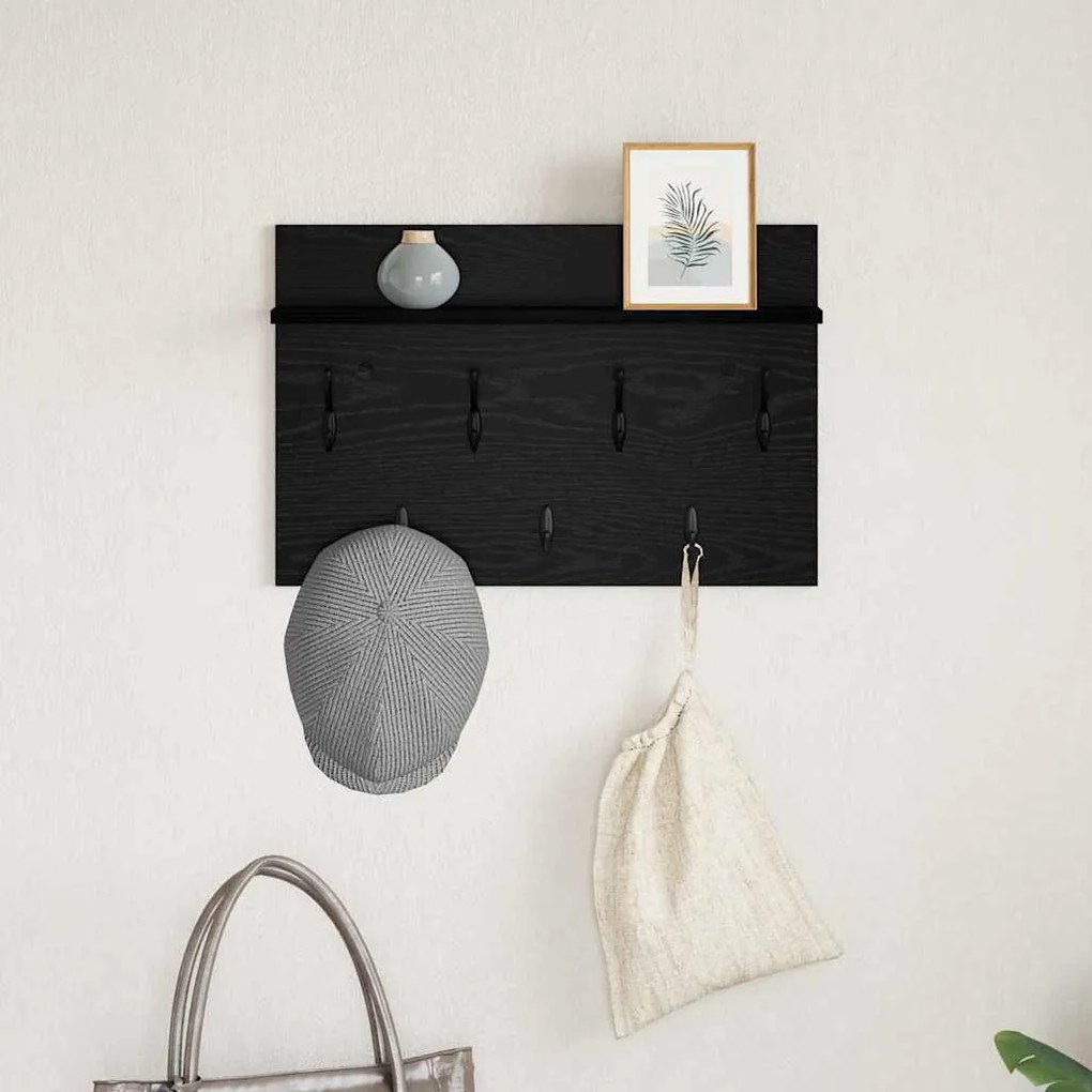 vidaXL Τοίχου Κρεμάστρα Μαύρη δρυς 60 x 40 x 12 cm Επεξεργασμένο ξύλο