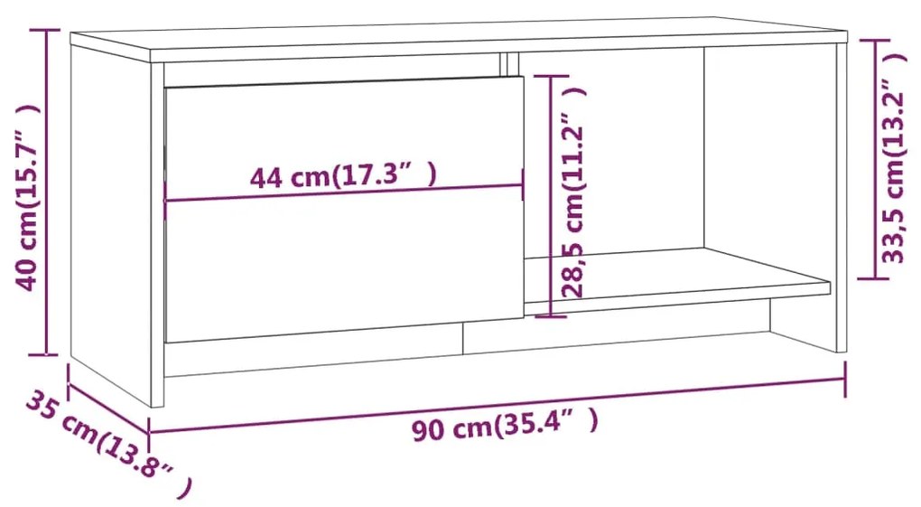 Έπιπλο Τηλεόρασης Γκρι Sonoma 90x35x40 εκ. Επεξεργ. Ξύλο 813018