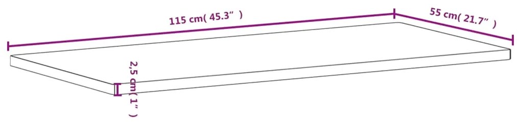 Επιφάνεια Γραφείου 115 x 55 x 2,5 εκ. από Μασίφ Ξύλο Οξιάς - Καφέ