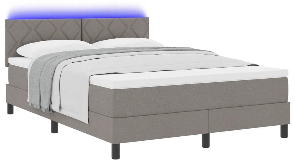 vidaXL Κρεβάτι με Βάση & Στρώμα Καφέ 140x190 εκ. Ύφασμα