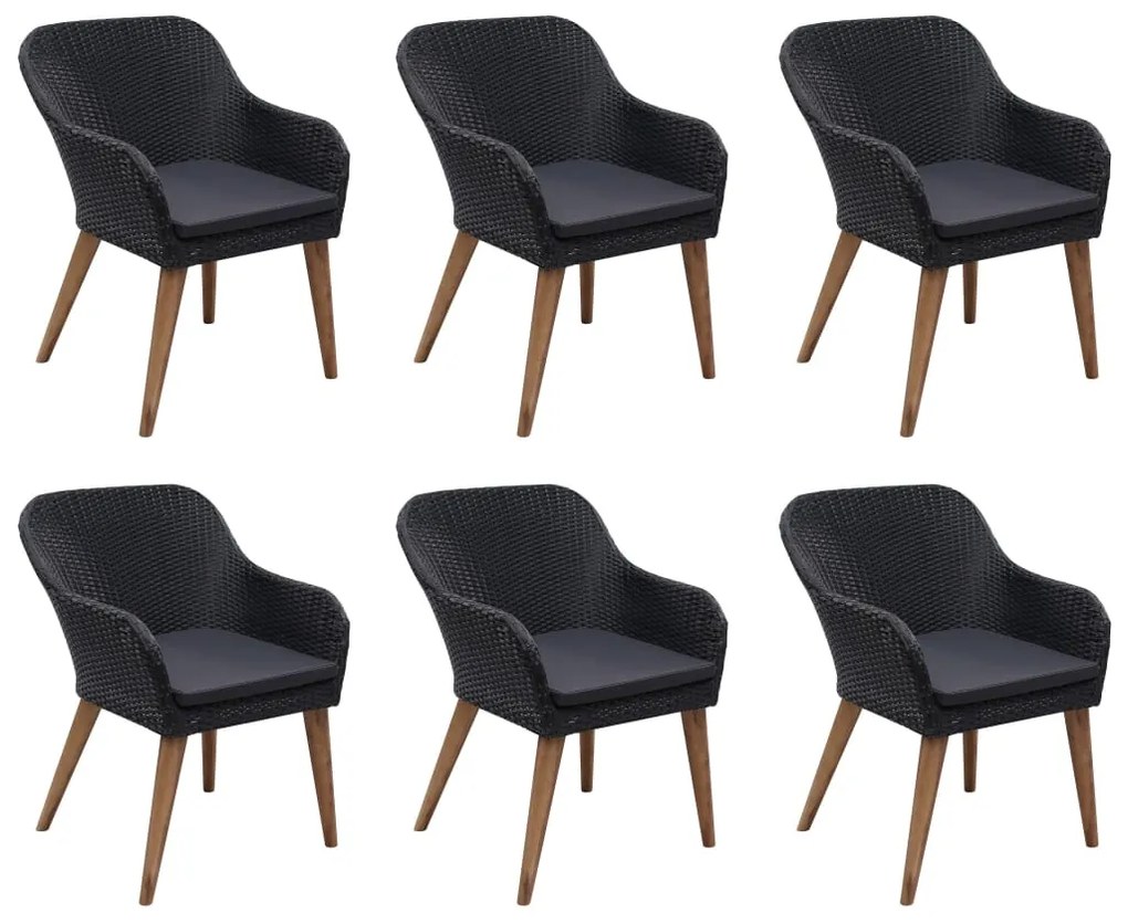 vidaXL Σετ Τραπεζαρίας Κήπου 7 Τεμαχίων Μαύρο από Συνθετικό Ρατάν