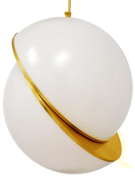 01555 GloboStar® GLOBOSTAR® HUDSON 01555 Μοντέρνο Κρεμαστό Φωτιστικό Οροφής με Ντουί 1 x E27 AC 220-240V IP20 - Λευκό &amp; Χρυσό - Μ30 x Π30 x Υ34cm