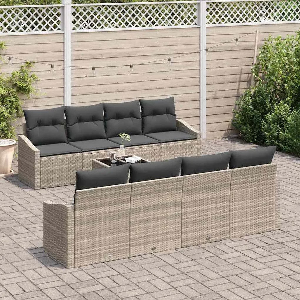 vidaXL Σετ Καναπέ Κήπου με μαξιλάρι 7 pcs Ανοιχτό γκρι 55 x 55 x 37 εκ