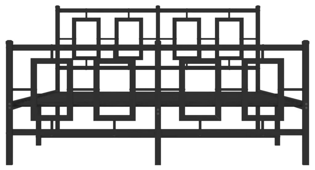 vidaXL Πλαίσιο Κρεβατιού με Κεφαλάρι&Ποδαρικό Μαύρο 140x190εκ. Μέταλλο