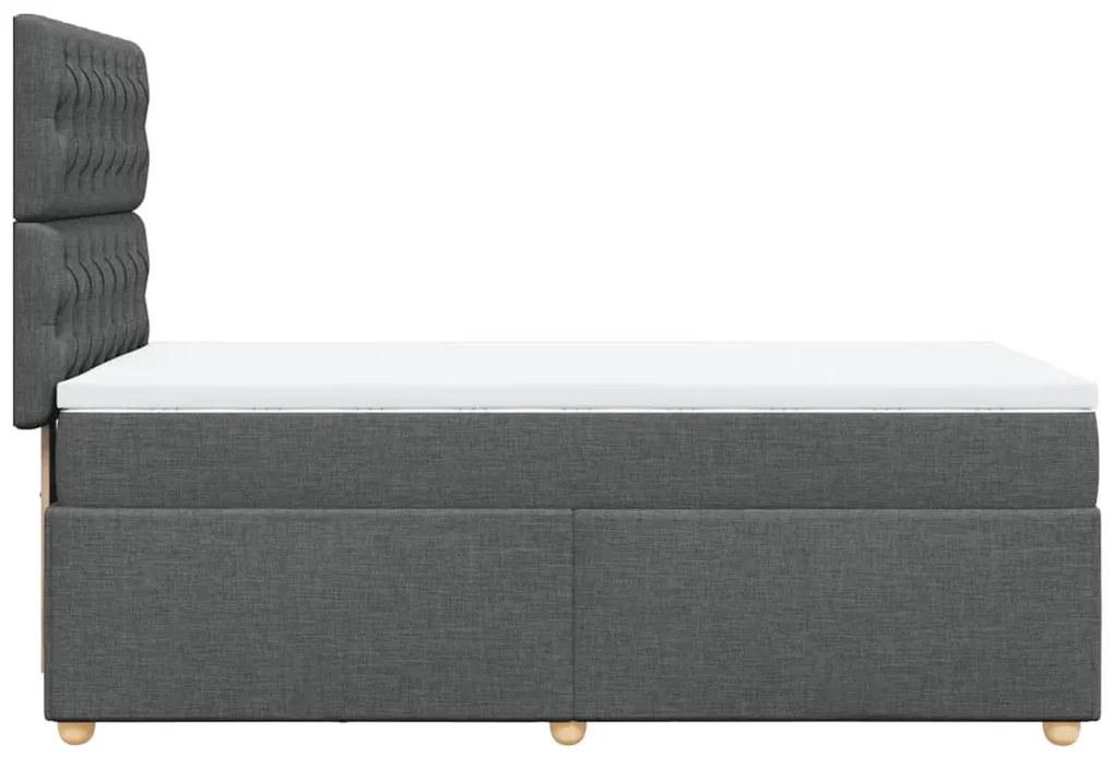 Κρεβάτι Boxspring με Στρώμα Σκούρο Γκρι 80x200 εκ. Υφασμάτινο - Γκρι