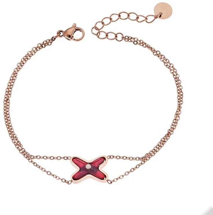 Βραχιόλι Senza Rose Gold -Bordeaux Steel