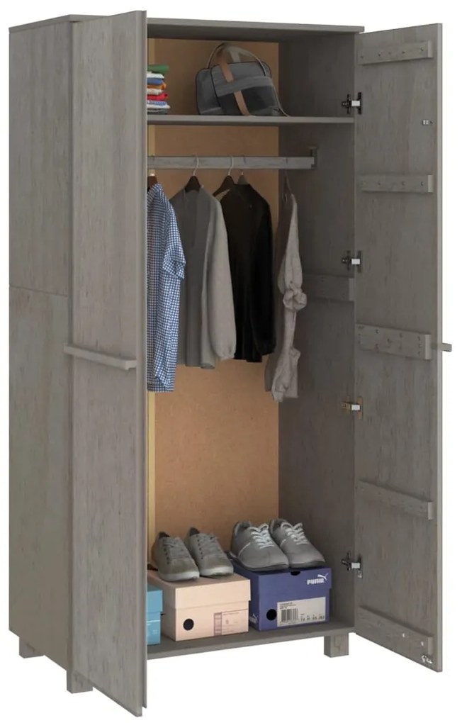 vidaXL Ντουλάπα HAMAR Αν. Γκρι 89 x 50 x 180 εκ. από Μασίφ Ξύλο Πεύκου