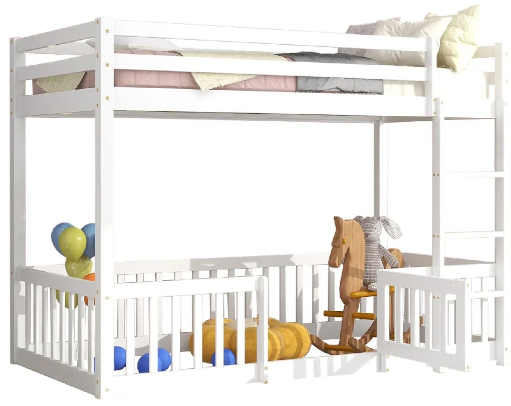 ΠΑΙΔΙΚΗ ΚΟΥΚΕΤΑ ΜΕ ΠΑΡΚΑΚΙ PLAYKID HM703.03 ΞΥΛΟ ΠΕΥΚΟΥ ΛΕΥΚΟ ΓΙΑ 190x90εκ