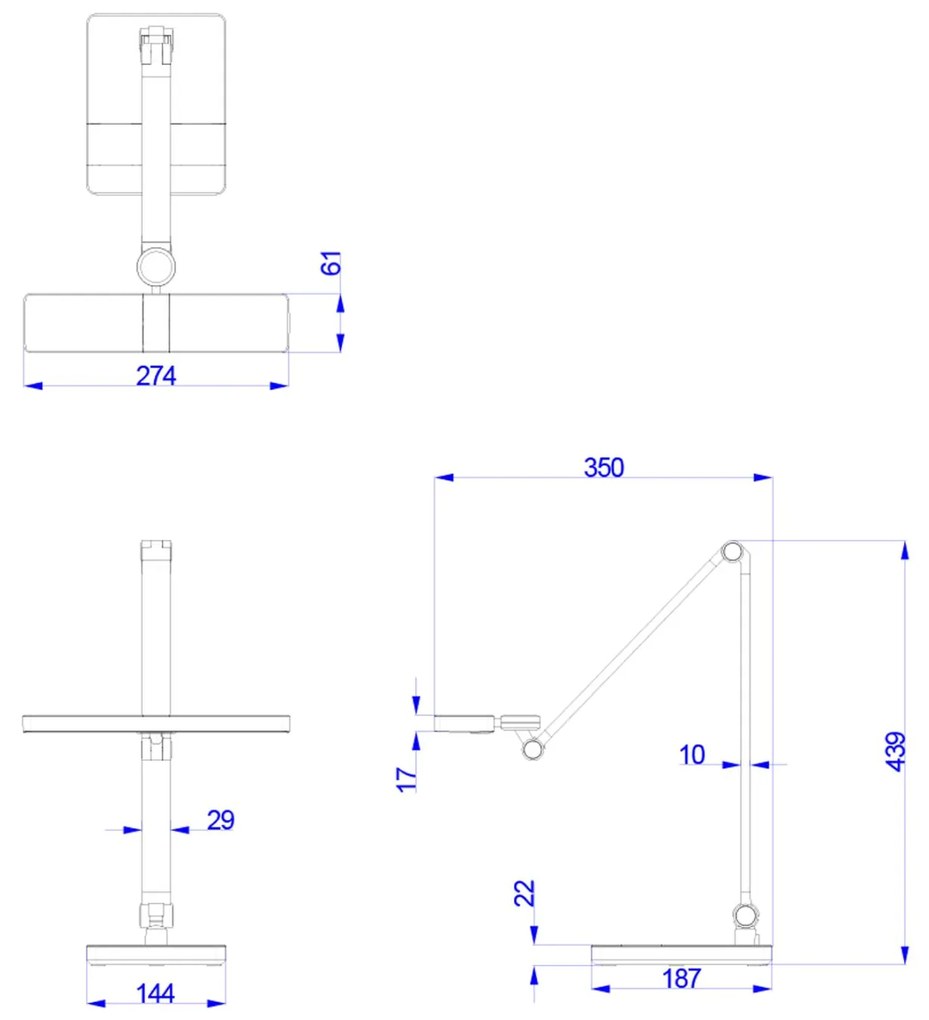 ΦΩΤΙΣΤΙΚΟ ΓΡΑΦΕΙΟΥ LED BLAIN PRO  ΜΑΥΡΟ ΜΑΤ ABS 35x43,9Υεκ.