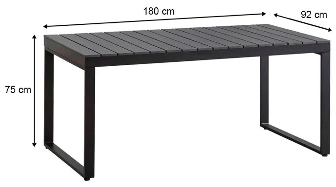 Τραπέζι κήπου Poseidon Megapap μέταλλο - ξύλο χρώμα μαύρο 180x92x75εκ.