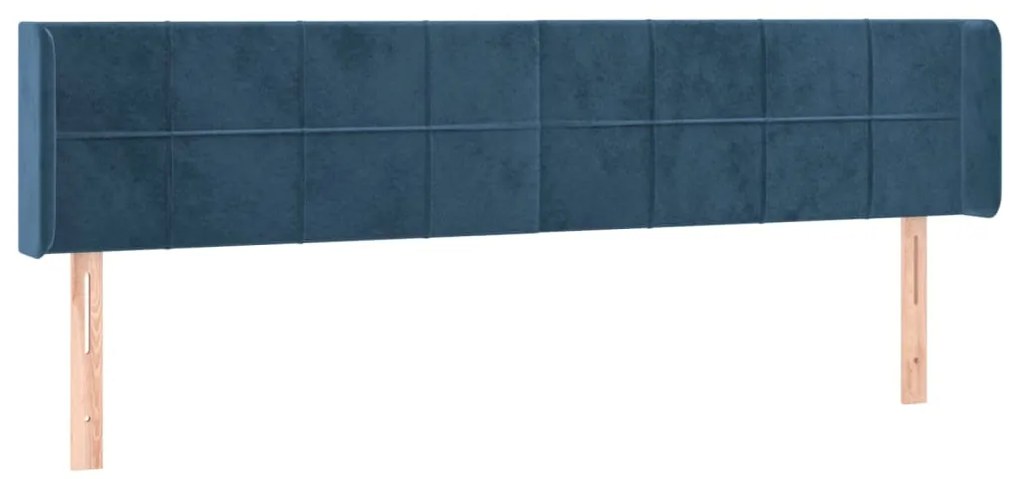 vidaXL Κεφαλάρι Κρεβατιού LED Σκούρο Μπλε 203x16x78/88 εκ. Βελούδινο