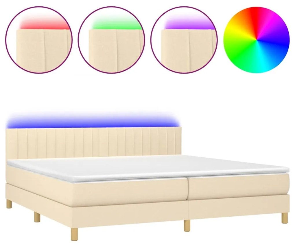 vidaXL Κρεβάτι Boxspring με Στρώμα & LED Σκ.Γκρι 80x200 εκ. Υφασμάτινο