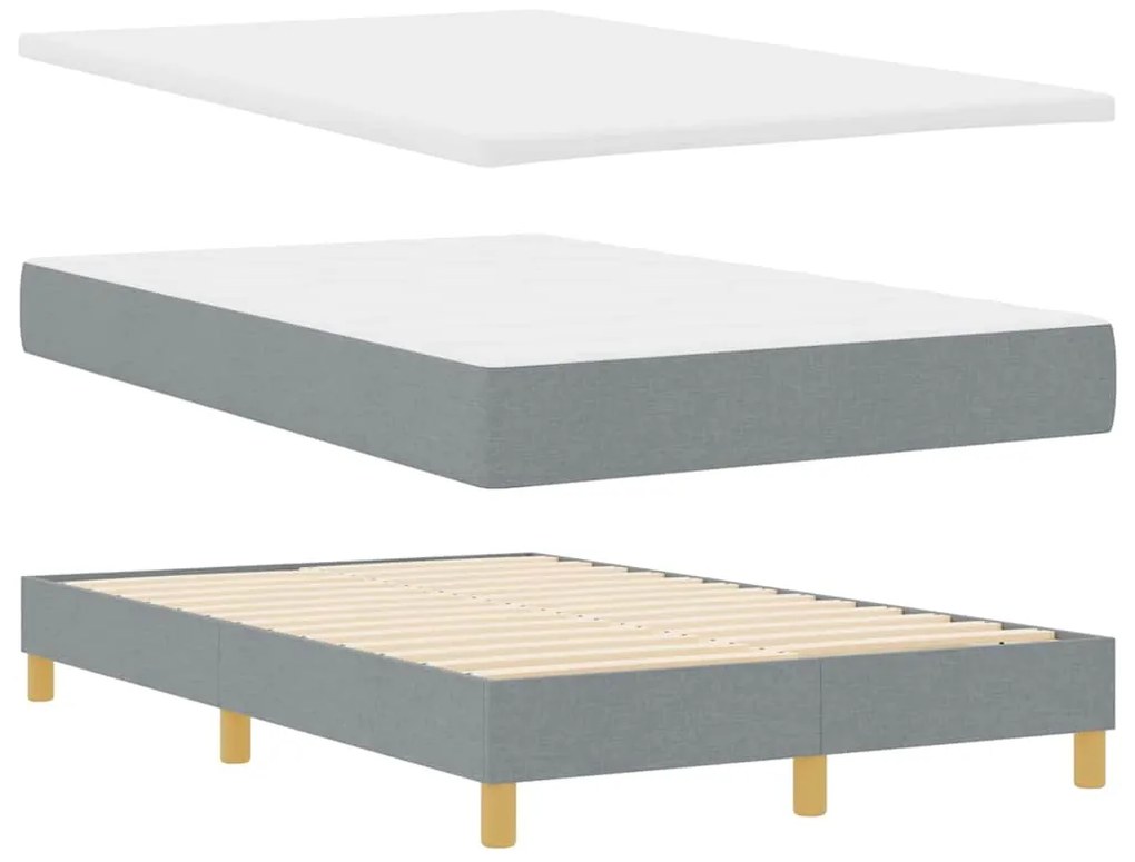 vidaXL Κρεβάτι box spring με στρώμα Ανοιχτό γκρι 120 x 200 cm ύφασμα